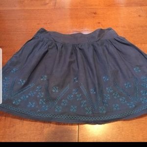 FOSSIL sz L Blue Skirt with Blue Embroidery